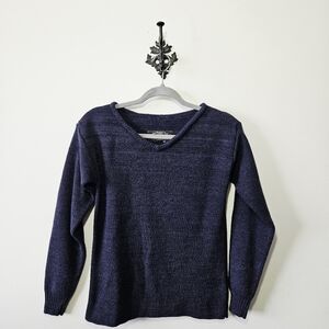 Pollen Sweaters Pure Washable Wool V Neck Sweater Size S Blue Made In Canada